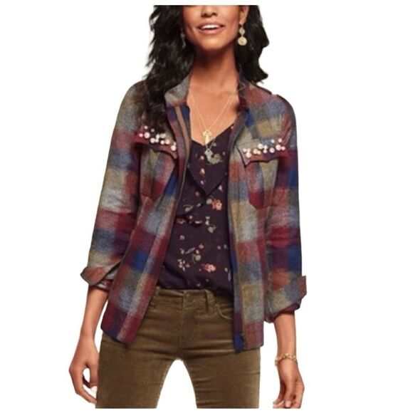 CAbi Collage Coastal Cowgirl, Pearlcore Plaid Jacket Size M - Picture 1 of 16